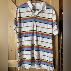 Saddlebred Perfect Polo Men's Size Medium Multicolor Striped Collared Shirt